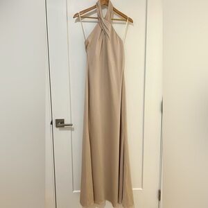 BHLDN Ruby Twist Halter Satin Gown – Size 2 – Champagne. New!